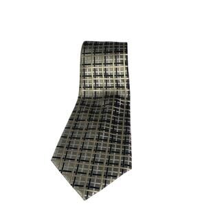 Geoffrey Beene Silk Tie Green Gold Black Silver Spring Wedding Office Interview